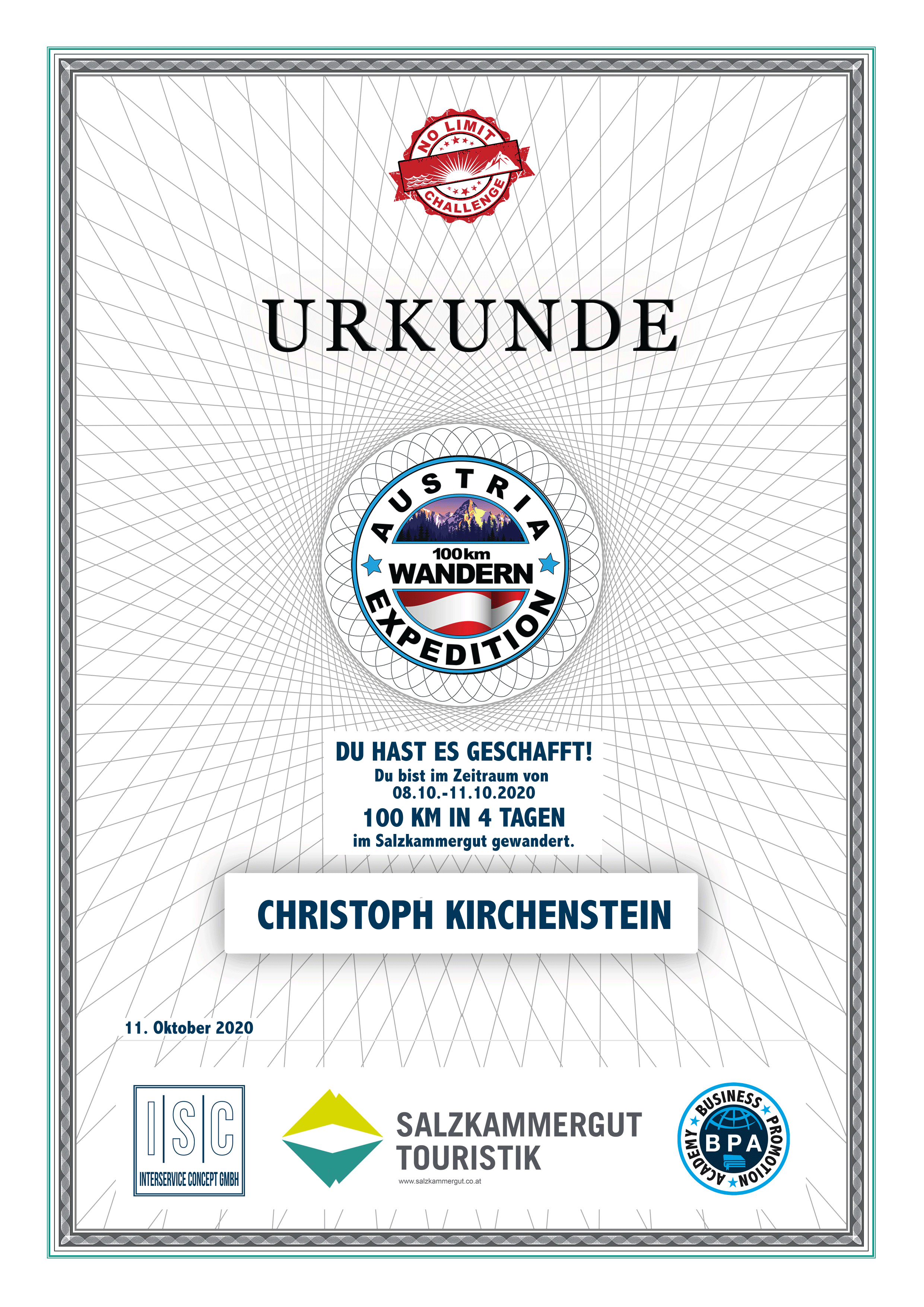 Christoph Kirchenstein - Urkunde